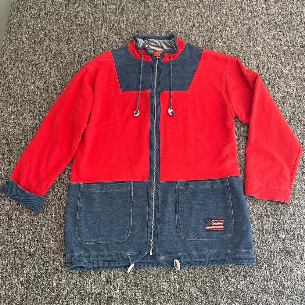 Liz & Co. Vintage 90s Colorblock Zip-Up Jacket Red/Blue US Flag Size M EUC